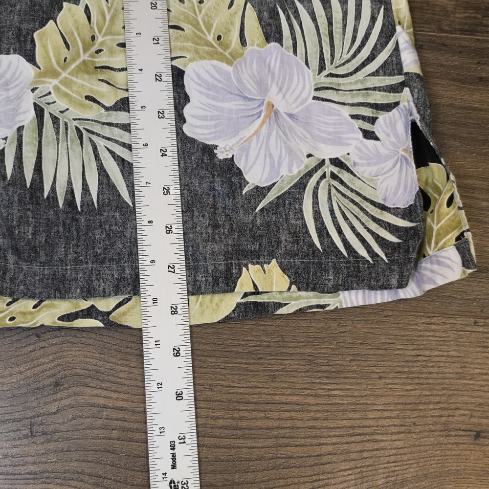 Tori Richard XL Hawaiian Shirt‎ Black Burnt Out Floral Blue Green Aloha - Picture 7 of 8